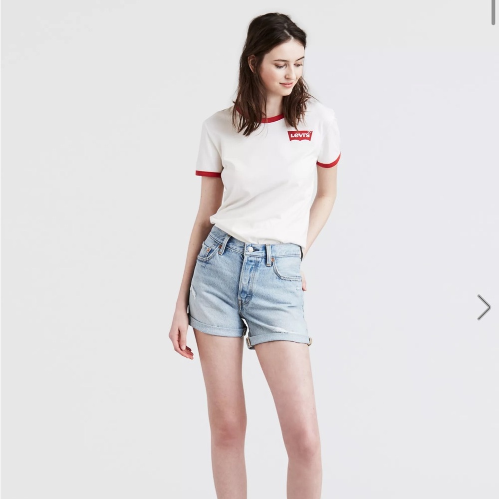 Levi’s 501 Vintage Styled Light Blue Distressed Denim Women’s Shorts 29” waist - Picture 13 of 14